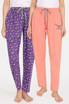 Rosaline Mystic Town Knit Cotton Pyjama (Pack of 2) - Purple Orange — thumbnail 1